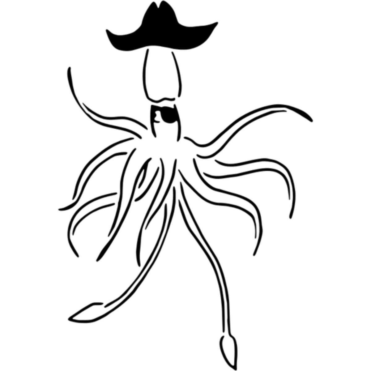 'Pirate Squid' Reusable Stencil – Durable Decorative Template for Painting and Spraying on Walls, Tiles, Wood, Fabric & Craft Projects - M (A5) (WS00022556)