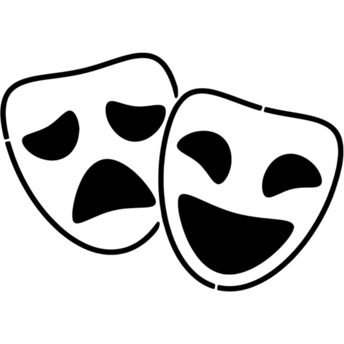 'Comedy & Tragedy Masks' Reusable Stencil – Durable Decorative Template for Painting and Spraying on Walls, Tiles, Wood, Fabric & Craft Projects - M (A5) (WS00027148)