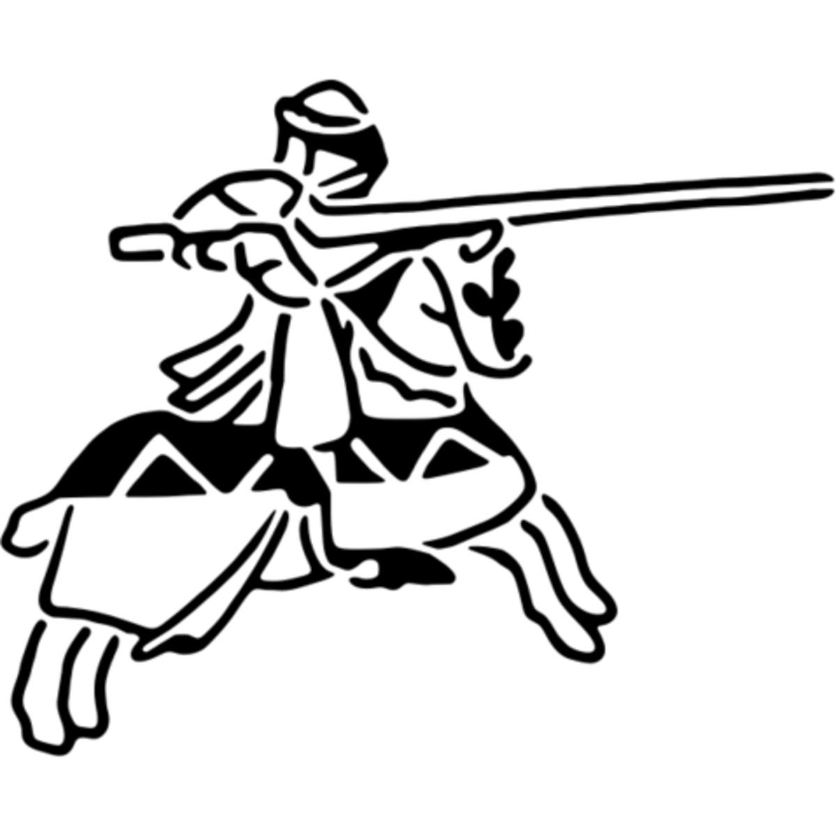 'Jousting Knight' Reusable Stencil – Durable Decorative Template for Painting and Spraying on Walls, Tiles, Wood, Fabric & Craft Projects - M (A5) (WS00031608)