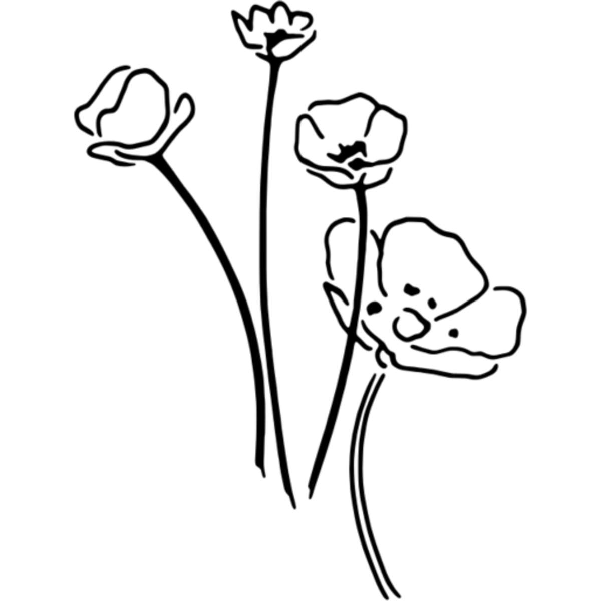 'Buttercups' Reusable Stencil – Durable Decorative Template for Painting and Spraying on Walls, Tiles, Wood, Fabric & Craft Projects - M (A5) (WS00036760)