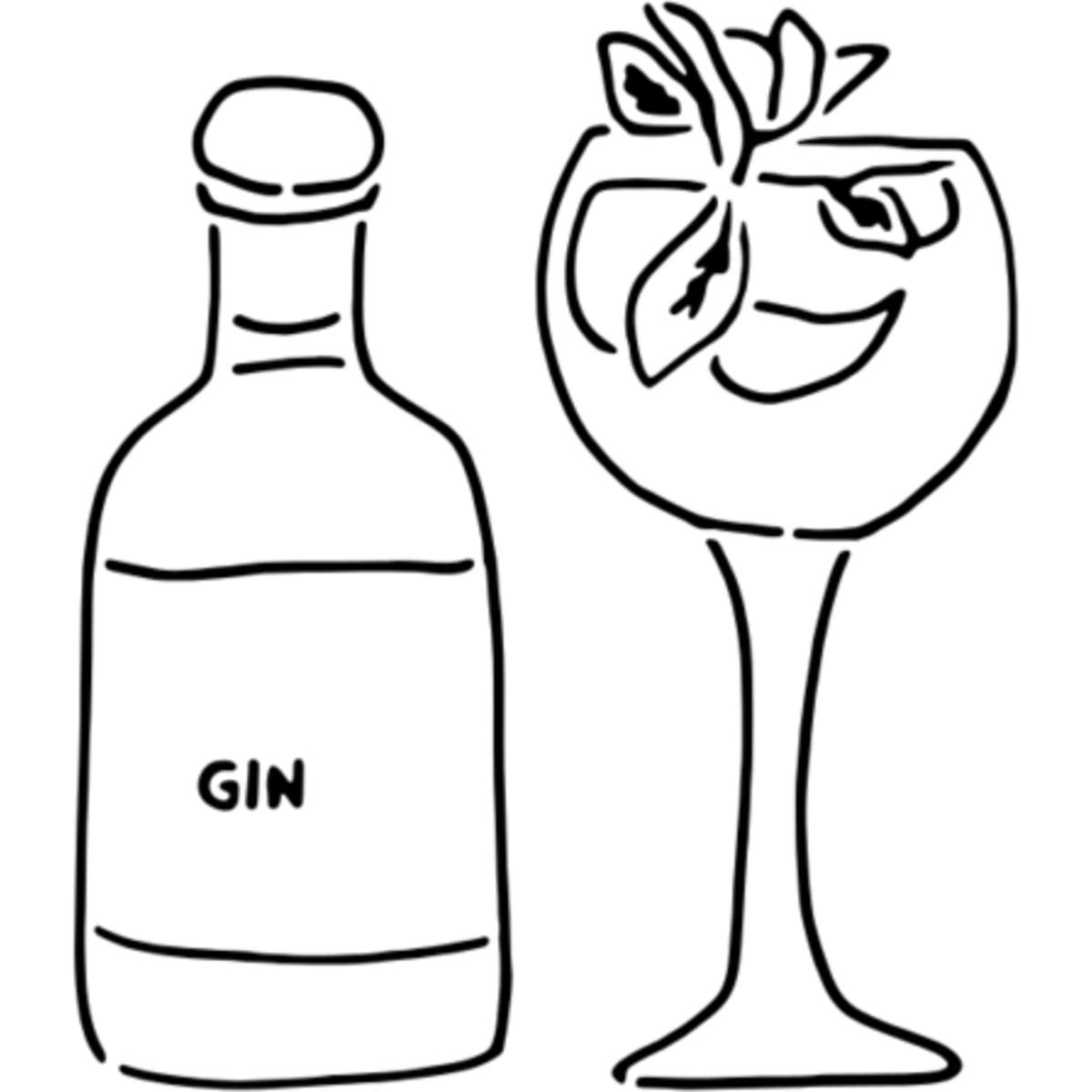 'Gin With Glass' Reusable Stencil – Durable Decorative Template for Painting and Spraying on Walls, Tiles, Wood, Fabric & Craft Projects - M (A5) (WS00037088)