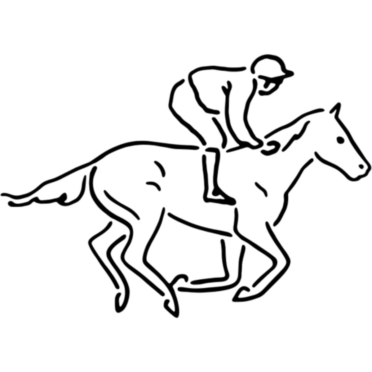 'Jockey Riding Horse' Reusable Stencil – Durable Decorative Template for Painting and Spraying on Walls, Tiles, Wood, Fabric & Craft Projects - M (A5) (WS00040102)