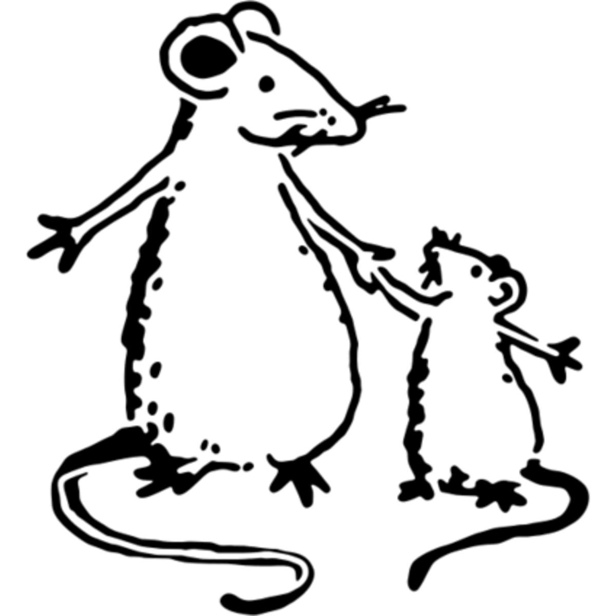 'Rat Mother & Child' Reusable Stencil – Durable Decorative Template for Painting and Spraying on Walls, Tiles, Wood, Fabric & Craft Projects - M (A5) (WS00041886)