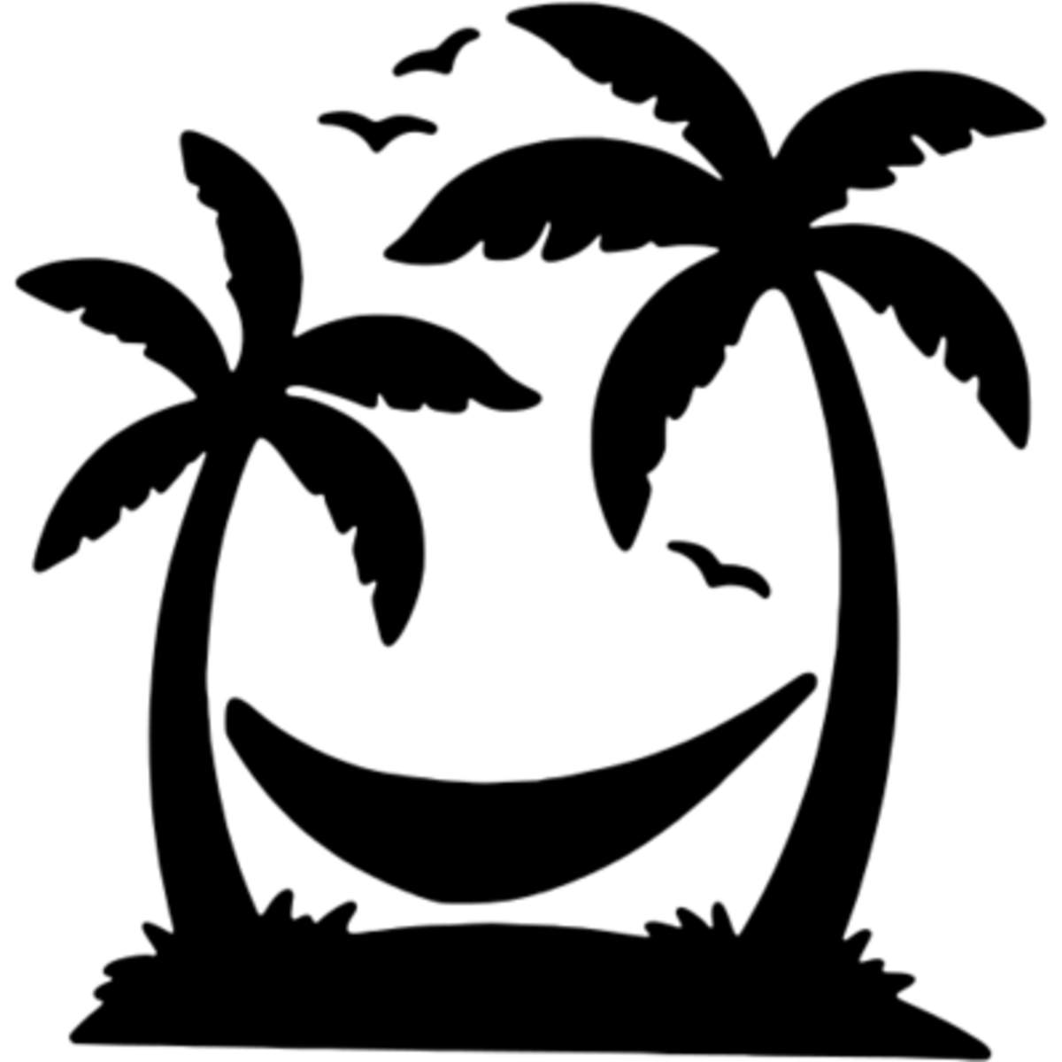 'Hammock & Palm Trees' Reusable Stencil – Durable Decorative Template for Painting and Spraying on Walls, Tiles, Wood, Fabric & Craft Projects - M (A5) (WS00051290)
