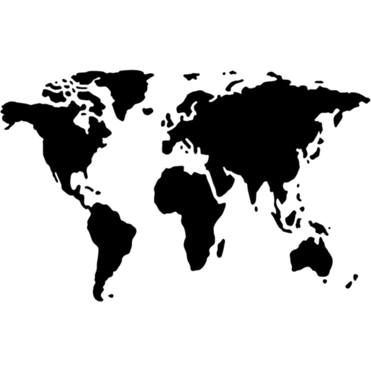'World Map' Reusable Stencil – Durable Decorative Template for Painting and Spraying on Walls, Tiles, Wood, Fabric & Craft Projects - M (A5) (WS00054364)