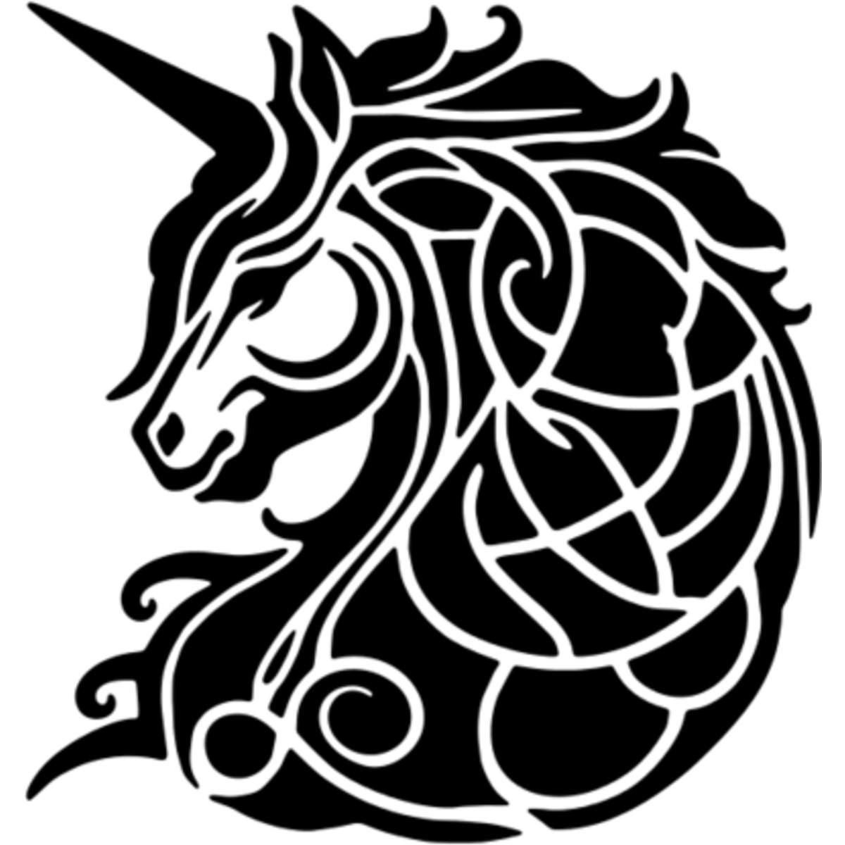 'Celtic Unicorn' Reusable Wall Stencil - M (A5) - Painting Template for Walls, Tiles, Wood, Fabric and Crafts (WS00054594)