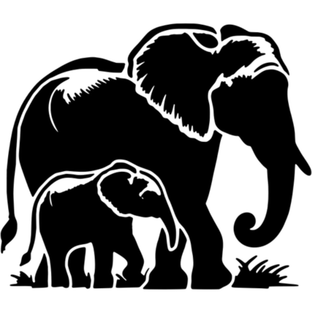 'Mother & Baby Elephant' Reusable Wall Stencil - M (A5) - Painting Template for Walls, Tiles, Wood, Fabric and Crafts (WS00056462)
