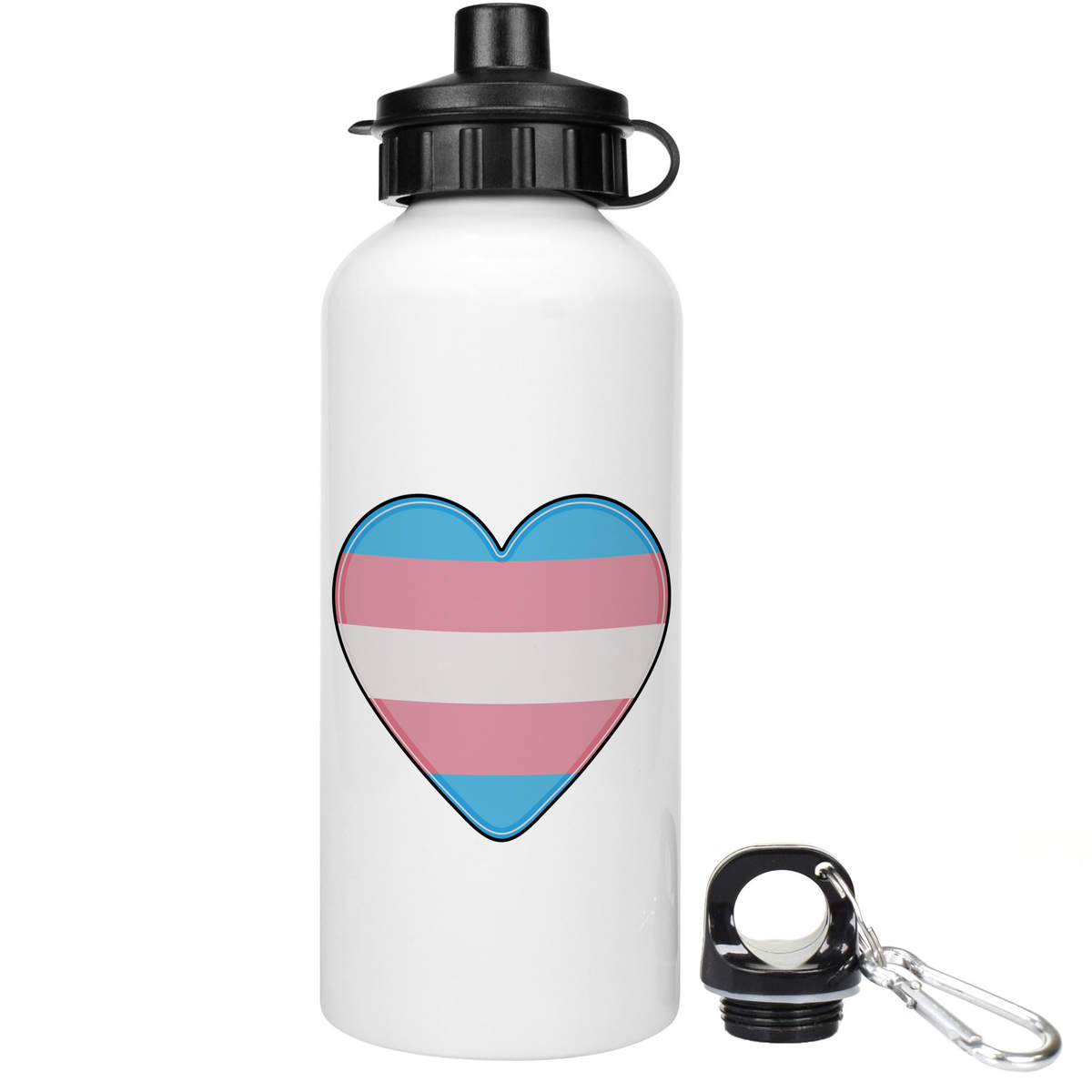 'Transgender Flag Heart' Aluminium Water Bottle - Lightweight Drinks Flask for School, Work, Sports and Travel (WT035680)