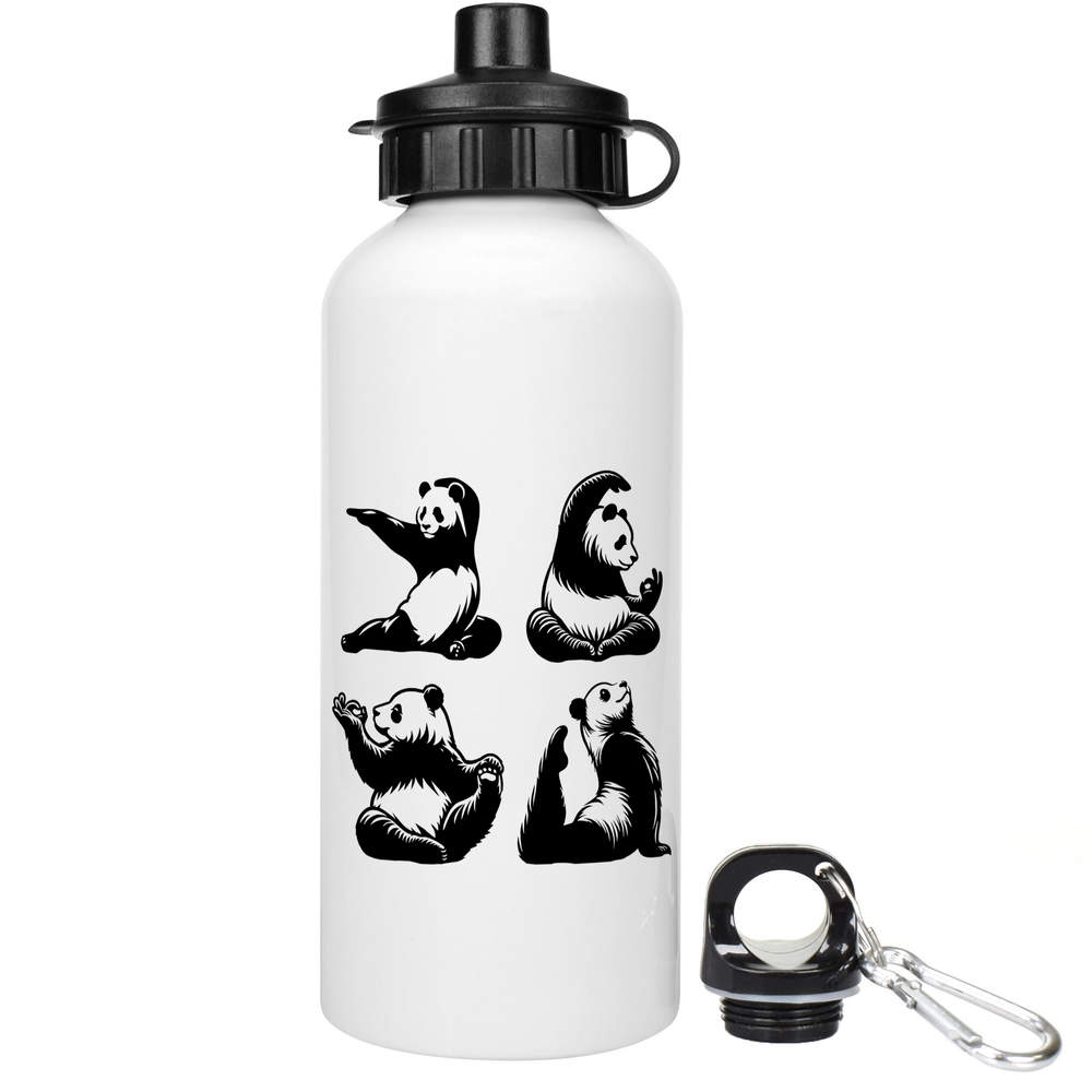 600ml 'Panda Yoga Positions' Reusable Water / Drinks Bottle (WT00074835)