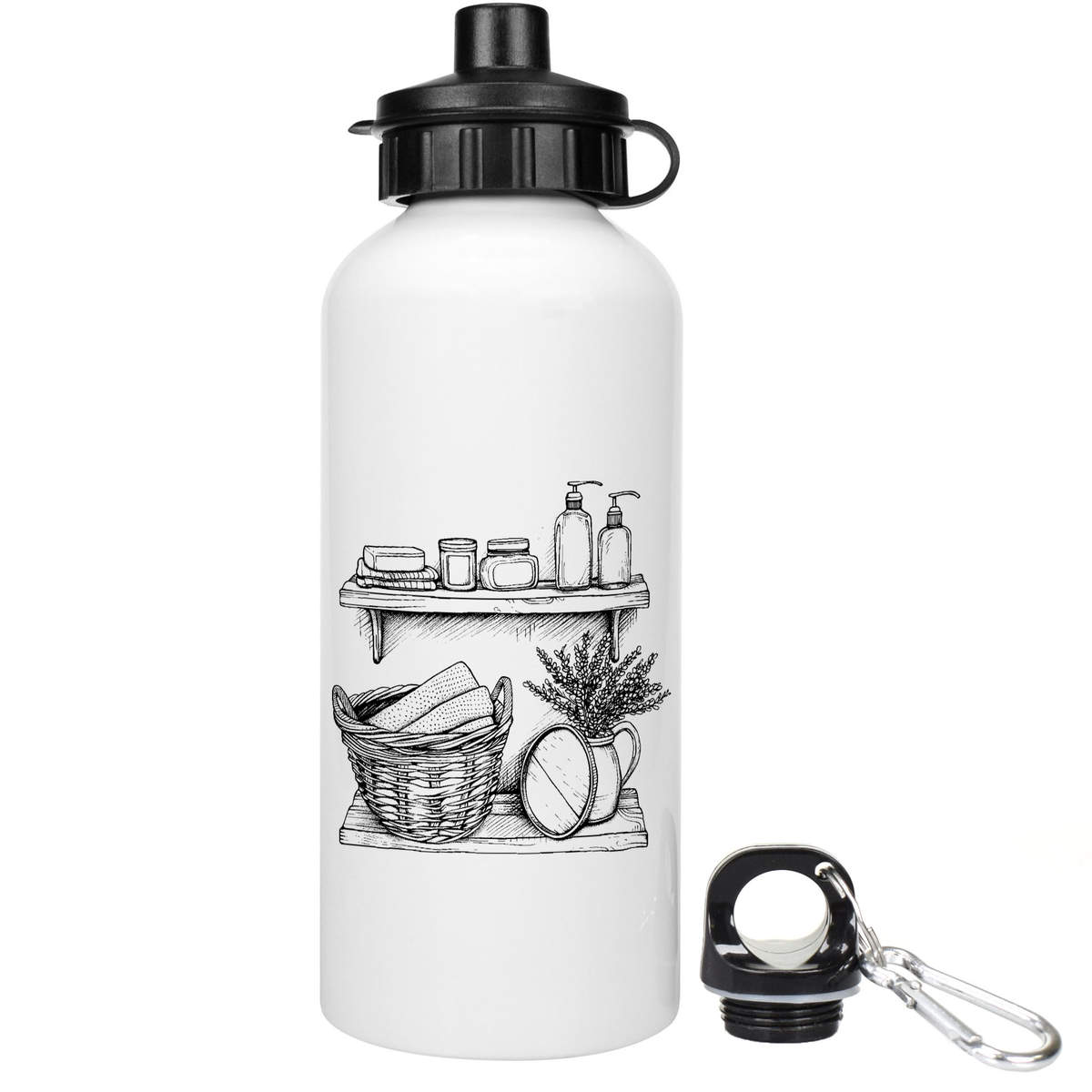 'Cozy Laundry Basket and Soap on a Shelf' Reusable Water Bottles (WT048850)