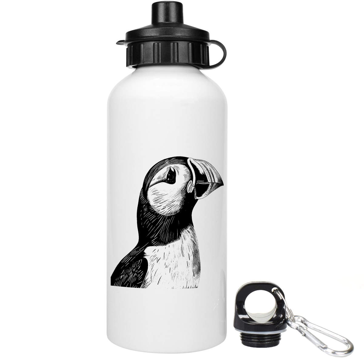 600ml 'Puffin Bird Portrait' Reusable Water / Drinks Bottle (WT00077482)