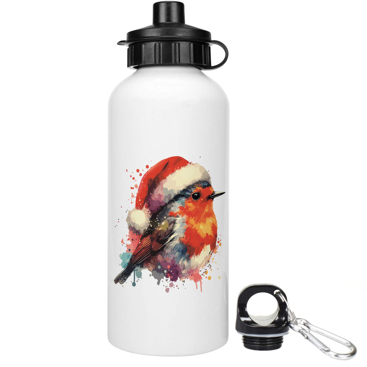 'Robin Wearing a Santa Hat' Reusable Water Bottles (WT050854)