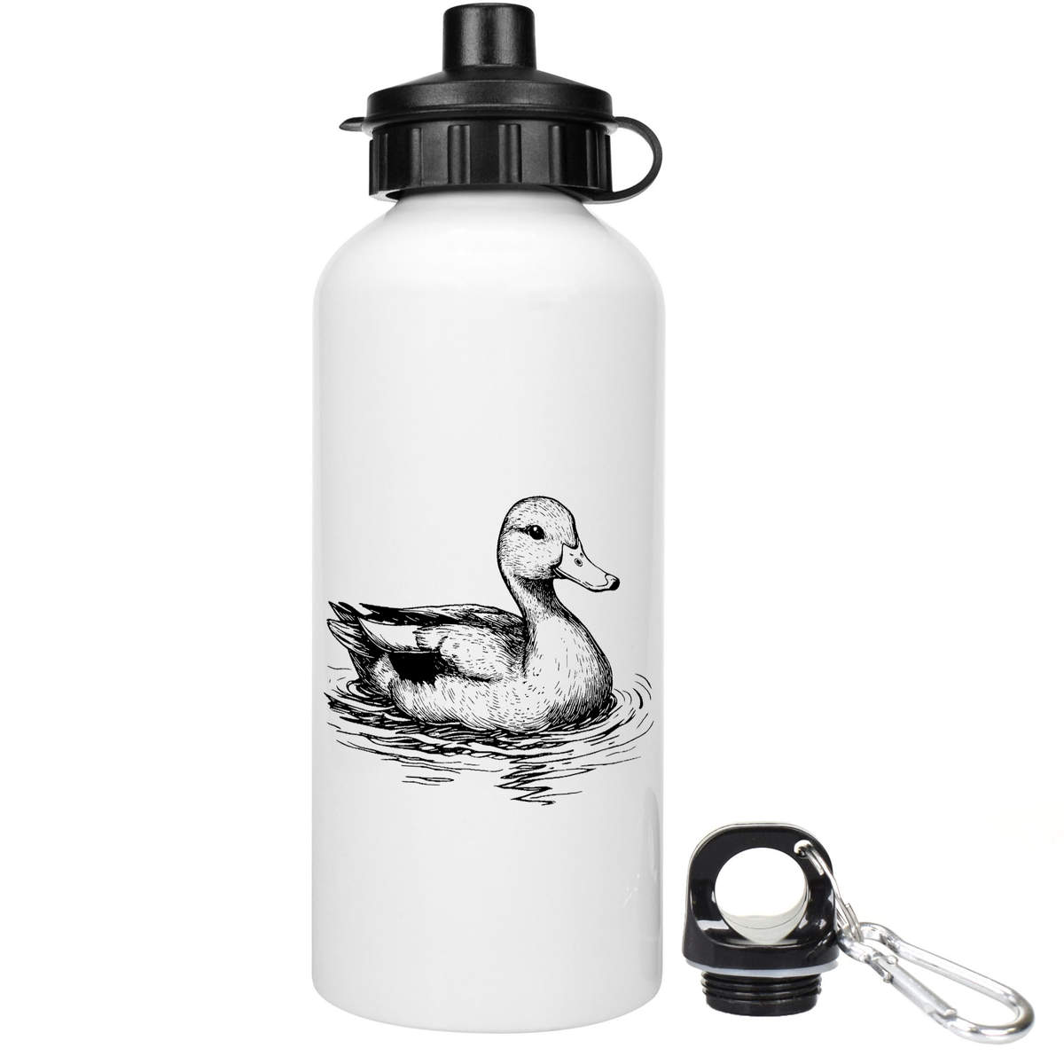 'Swimming Duck' Reusable Water Bottle - 600ml - Lightweight Drinks Flask for Work, Sports, Gym, Travel and Outdoors (WT00081253)