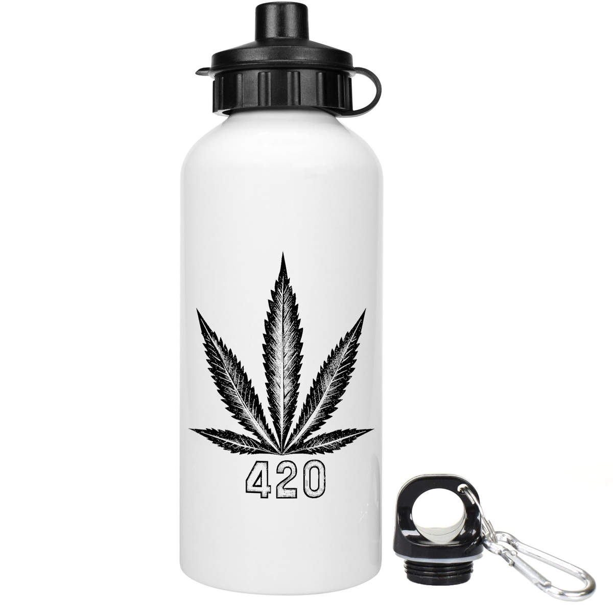 'Cannabis Leaf' Reusable Water Bottle - 600ml - Lightweight Drinks Flask for Work, Sports, Gym, Travel and Outdoors (WT00083725)