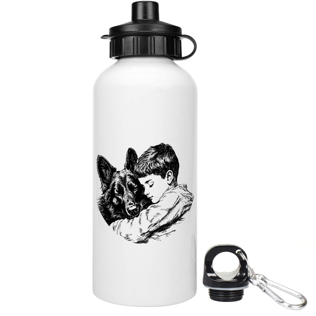 'Sleeping Boy with German Shepherd' Reusable Water Bottles (WT052917)