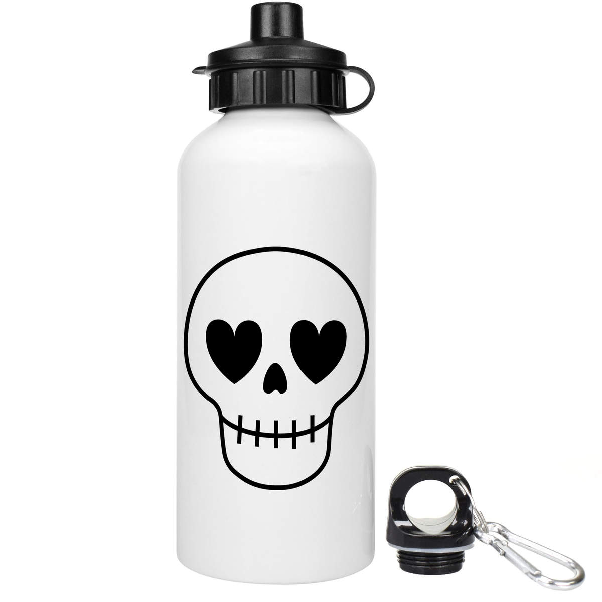 'Cute skull with heart eyes' Reusable Water Bottles (WT053745)