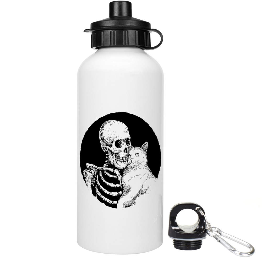 600ml 'Skeleton Hugging Cat' Reusable Water / Drinks Bottle (WT00088495)