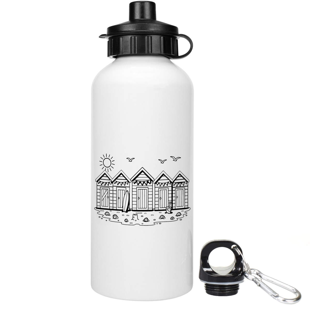 'Row of Beach Huts' Reusable Water Bottles (WT055700)
