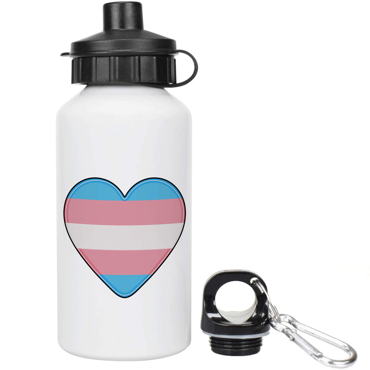 'Transgender Flag Heart' Reusable Water Bottle - 400ml - Lightweight Aluminium Drinks Flask for Kids, School and Travel (WT00050747)