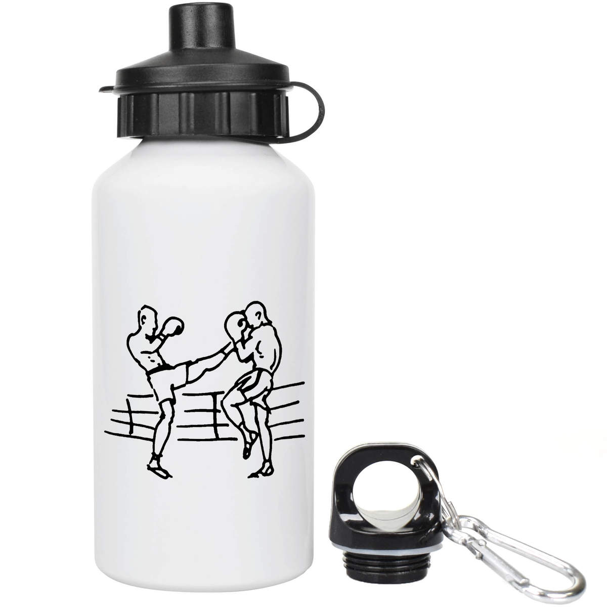 'Kick Boxing' Reusable Water Bottle - 400ml - Lightweight Aluminium Drinks Flask for Kids, School and Travel (WT00056474)