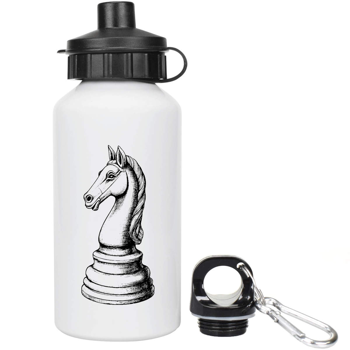 'Chess Knight Piece' Reusable Water Bottle - 400ml - Lightweight Aluminium Drinks Flask for Kids, School and Travel (WT00077020)