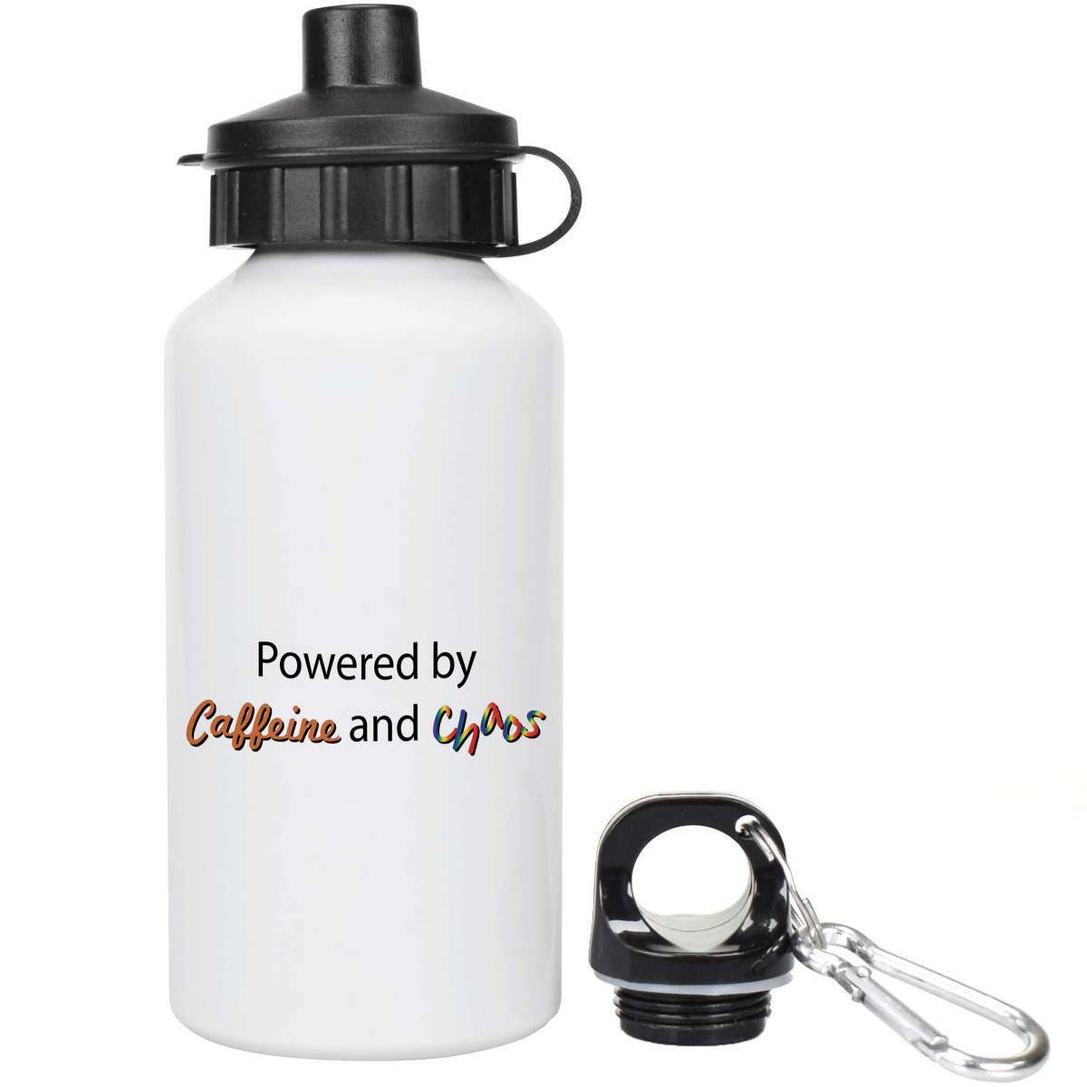 400ml 'Powered By Caffeine and Chaos' Kids Reusable Water / Drinks Bottle (WT00080173)