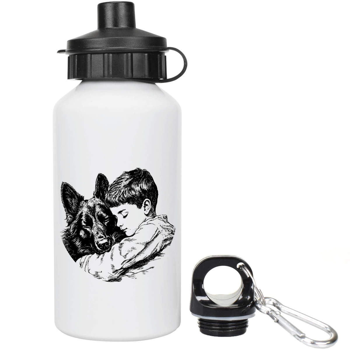 400ml 'Sleeping Boy with German Shepherd' Kids Reusable Water / Drinks Bottle (WT00083995)
