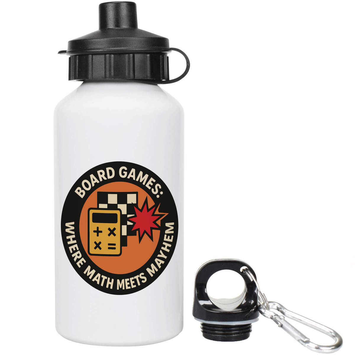 400ml 'Board Games: Where Math Meets Mayhem' Kids Reusable Water / Drinks Bottle (WT00086194)