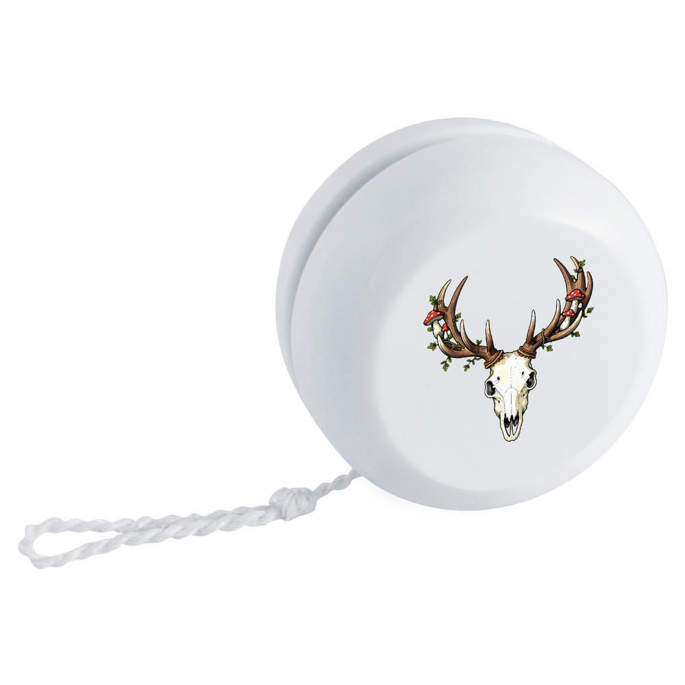 'Deer Skull With Mushrooms and Vines' Retro Style Yo-Yo (YY00053925)