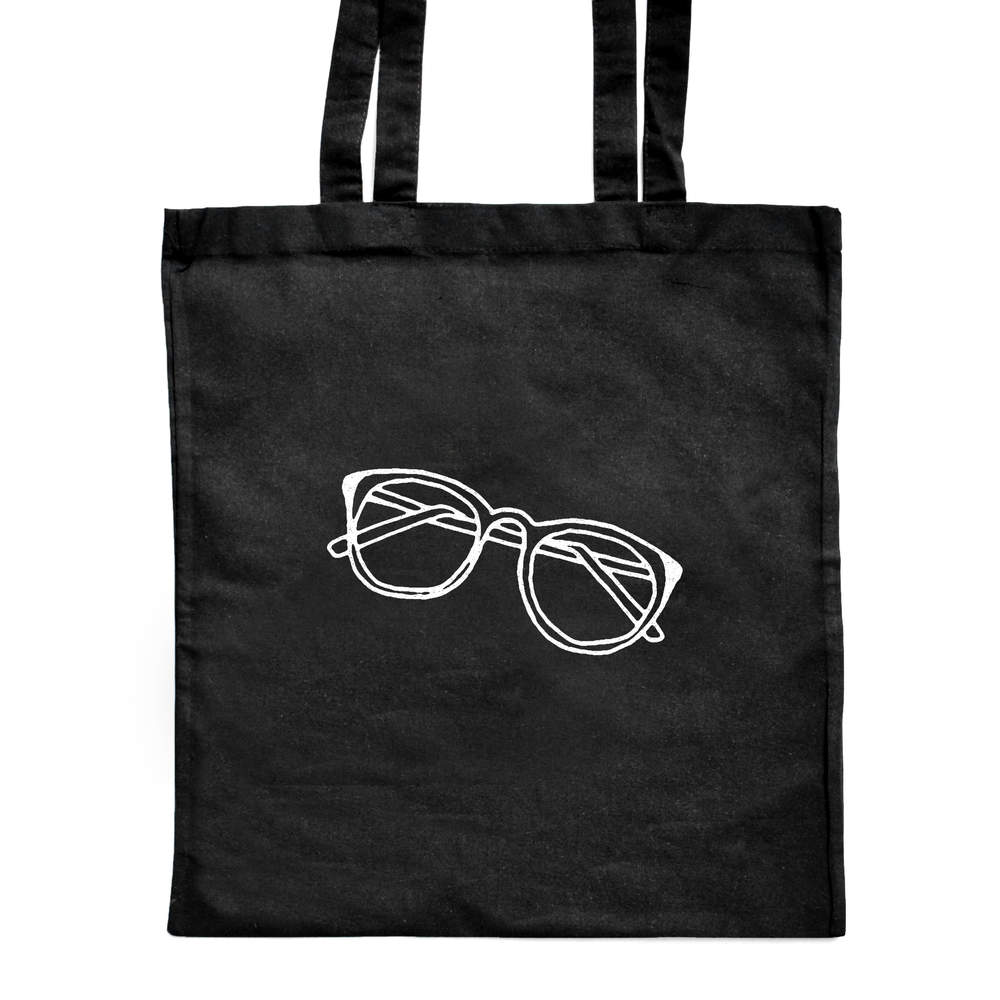 'Glasses' Classic Black Tote Shopper Bag (ZB00001214)
