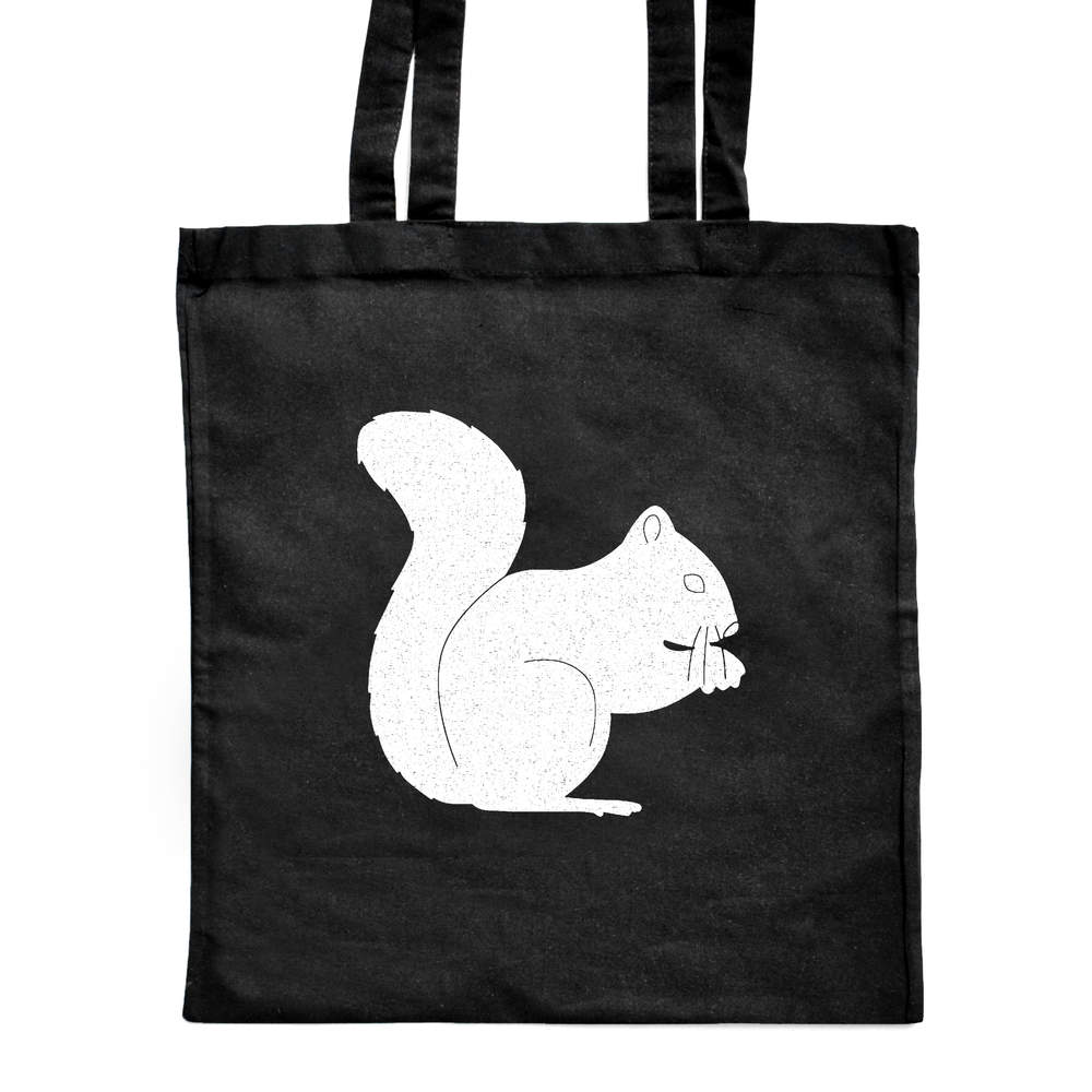 'Squirrel' Classic Black Tote Shopper Bag (ZB00001818)