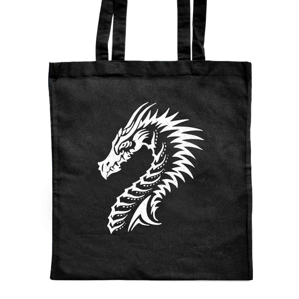 'Dragon Head' Classic Black Tote Shopper Bag (ZB00002047)