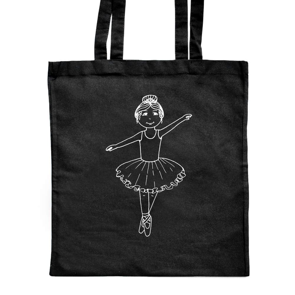 'Ballerina Girl' Classic Black Tote Shopper Bag (ZB00002113)