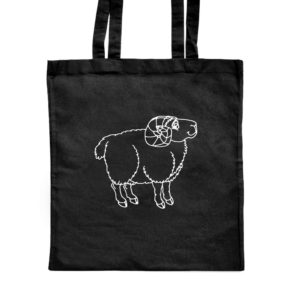 'Proud Ram' Classic Black Tote Shopper Bag (ZB00002735)