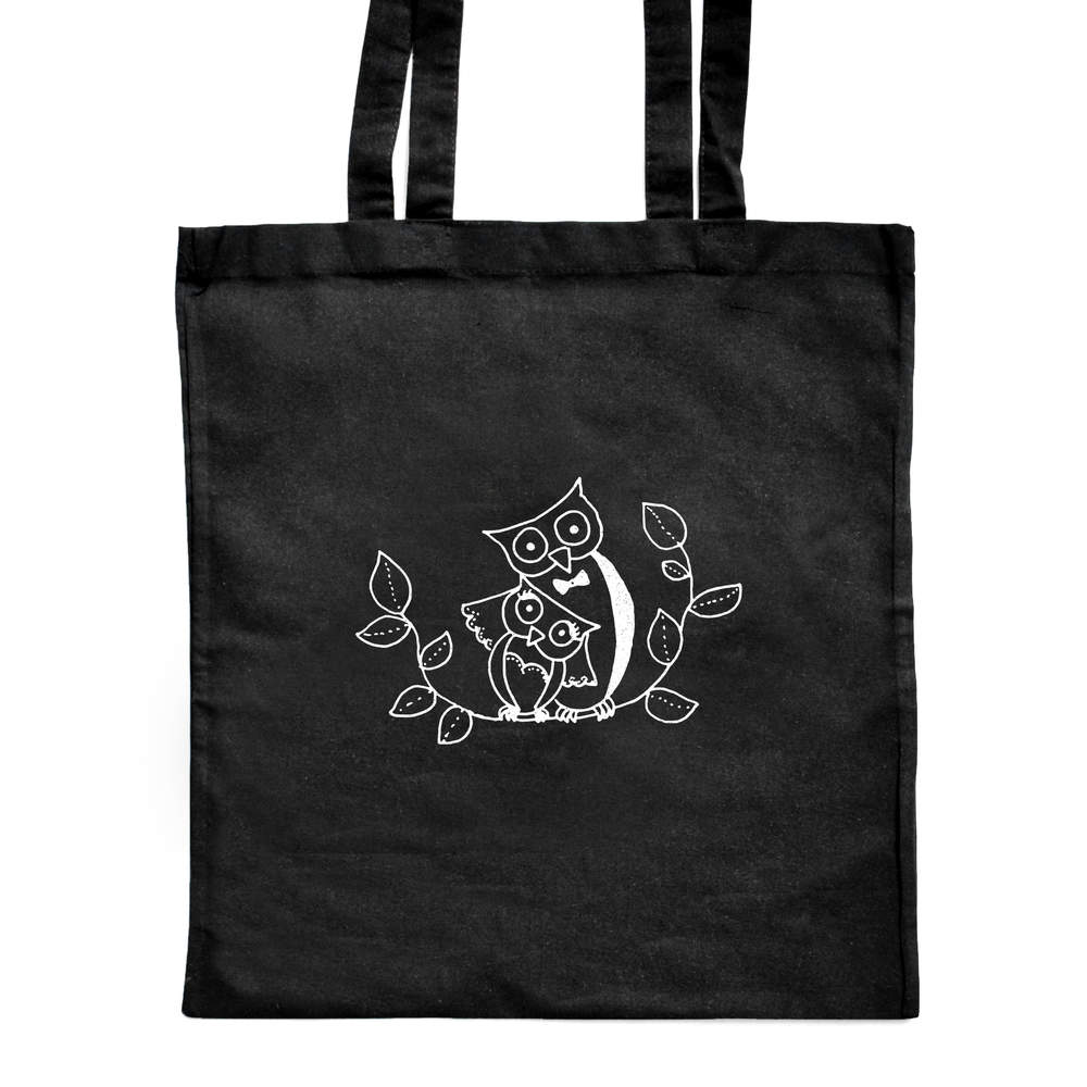 'Bride & Groom Owls' Classic Black Tote Shopper Bag (ZB00003283)
