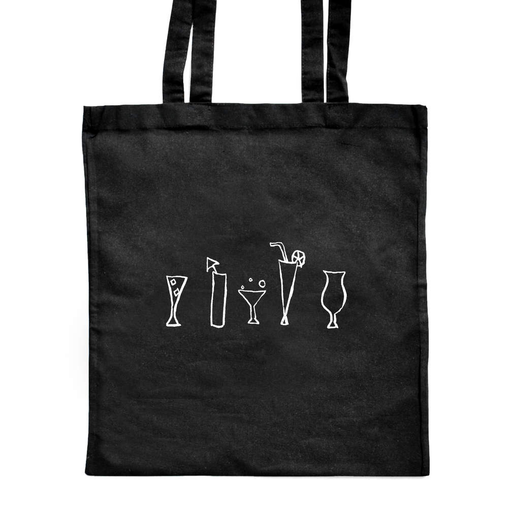'Delicious Cocktails' Classic Black Tote Shopper Bag (ZB00003469)