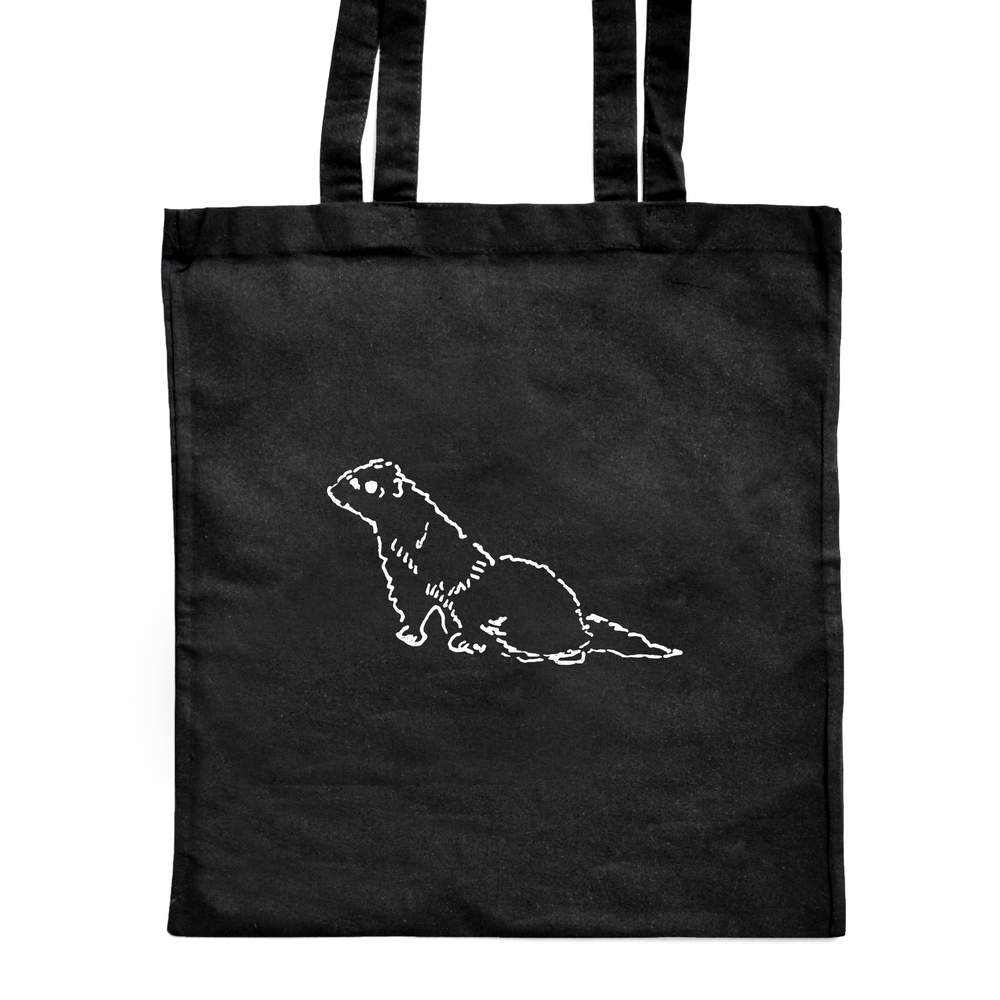 'Curious Otter' Classic Black Tote Shopper Bag (ZB00004081)