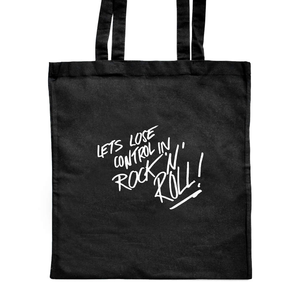 'Rock & Roll' Classic Black Tote Shopper Bag (ZB00004307)