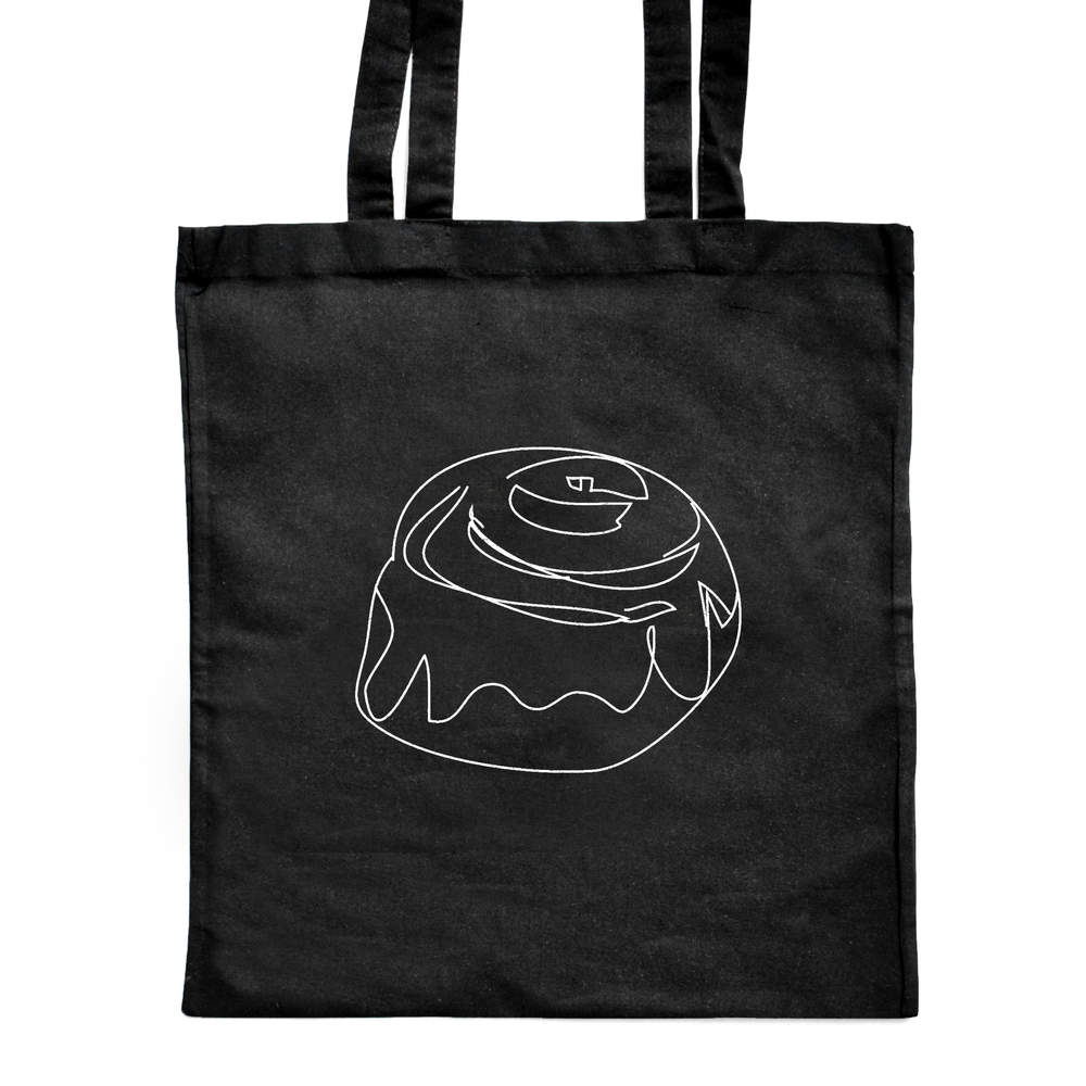 'Cinnamon Bun' Classic Black Tote Shopper Bag (ZB00004599)