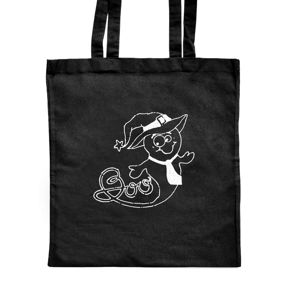 'Boo Ghost' Classic Black Tote Shopper Bag (ZB00005192)