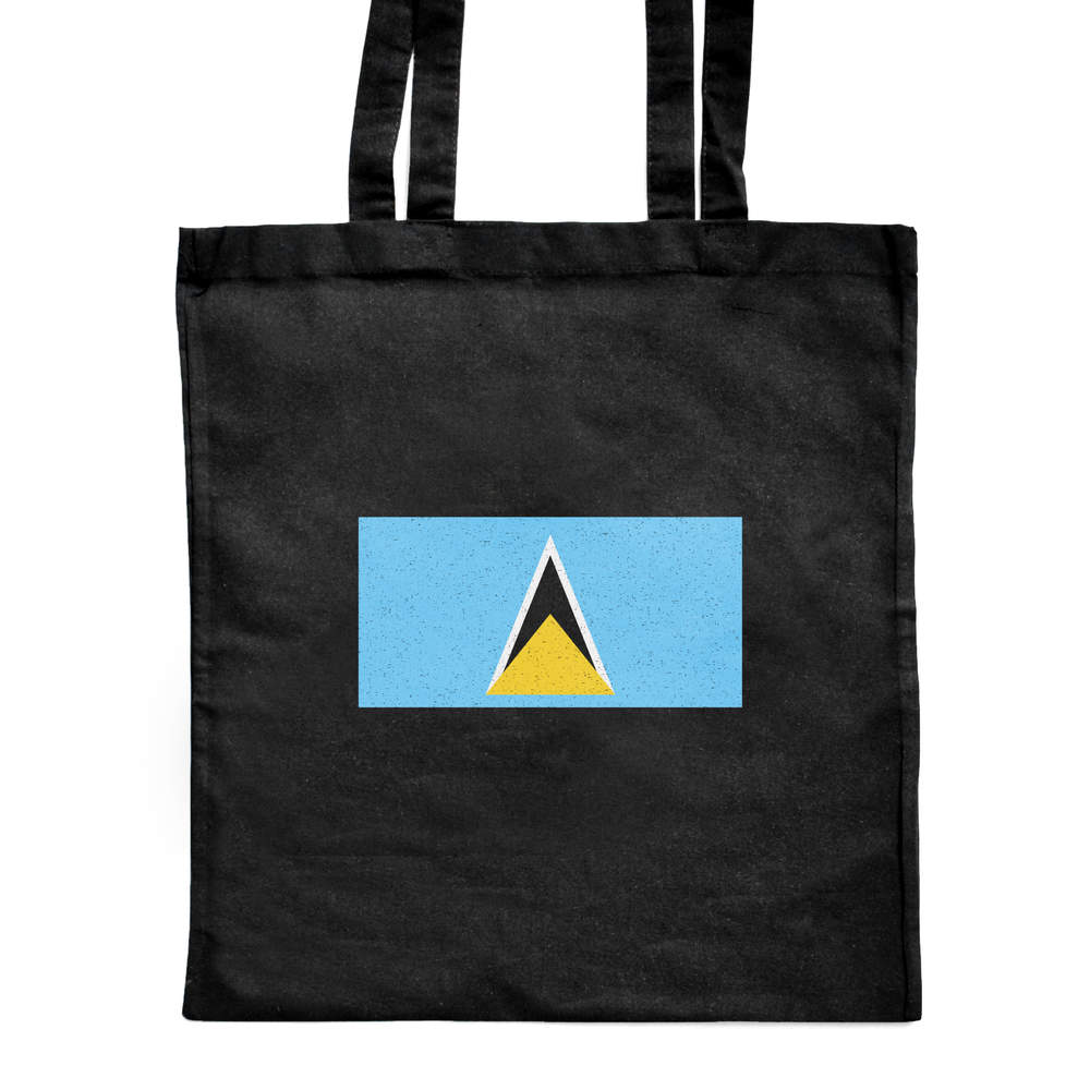 'Saint Lucia Flag' Classic Black Tote Shopper Bag (ZB00008621)