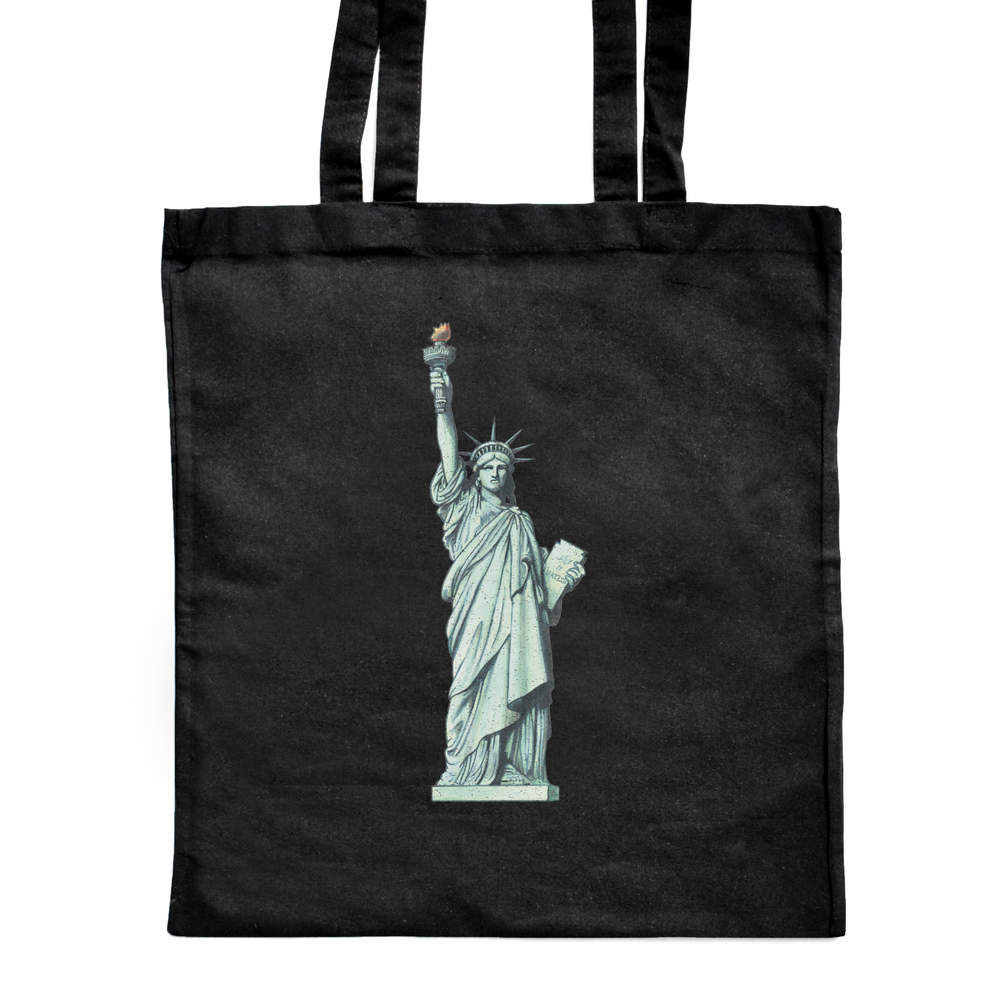 'Statue Of Liberty' Classic Black Tote Shopper Bag (ZB00008675)