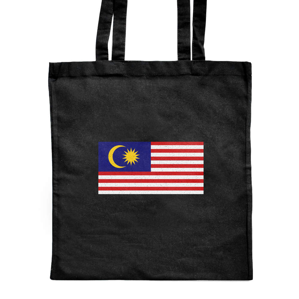 'Malaysia Flag' Classic Black Tote Shopper Bag (ZB00008827)