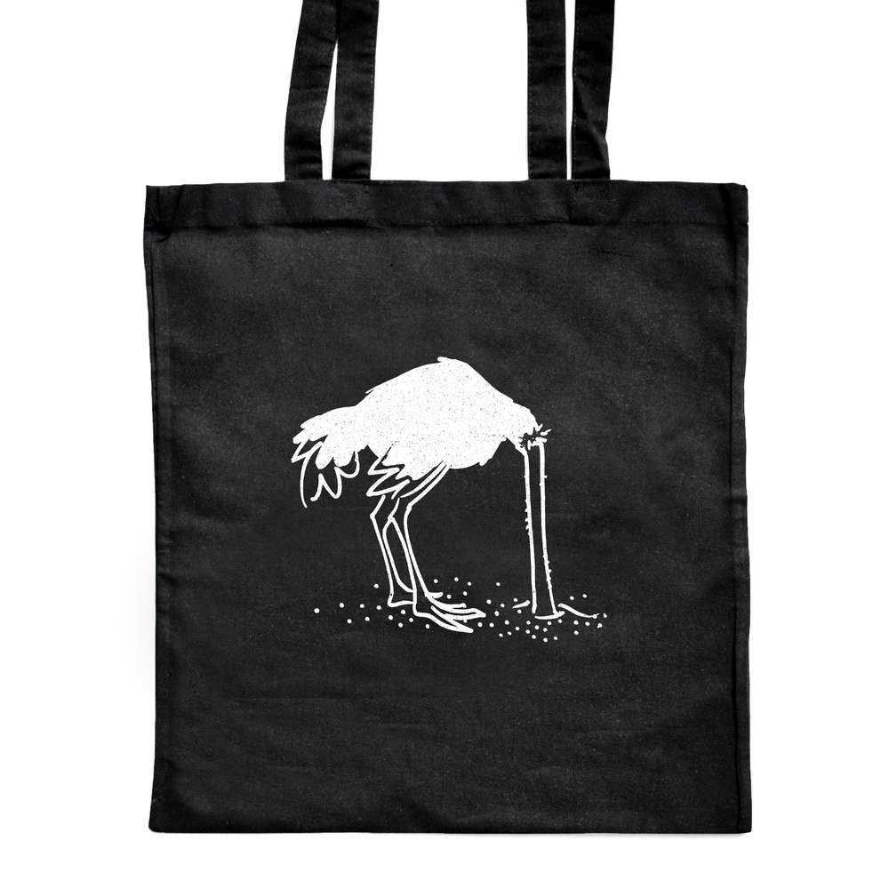 'Head In Sand Ostrich' Classic Black Tote Shopper Bag (ZB00009842)