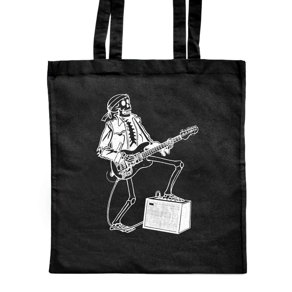 'Skeleton Playing Guitar' Classic Black Tote Shopper Bag (ZB00010017)