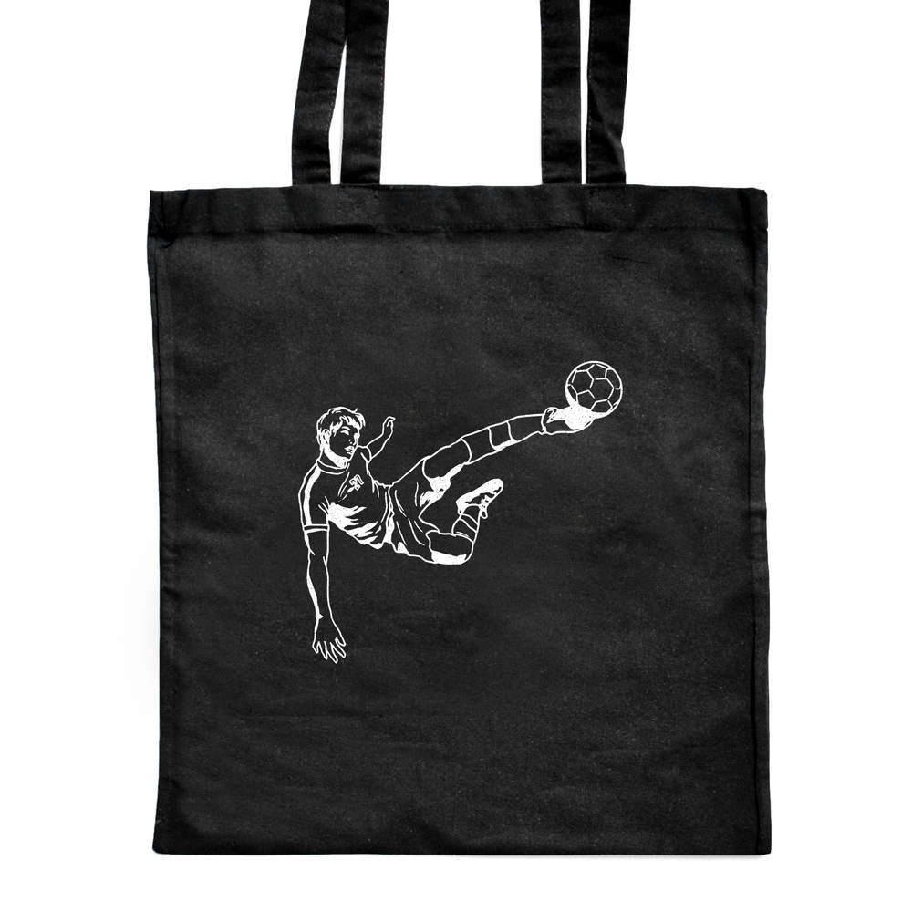 'Football Kick' Classic Black Tote Shopper Bag (ZB00010190)