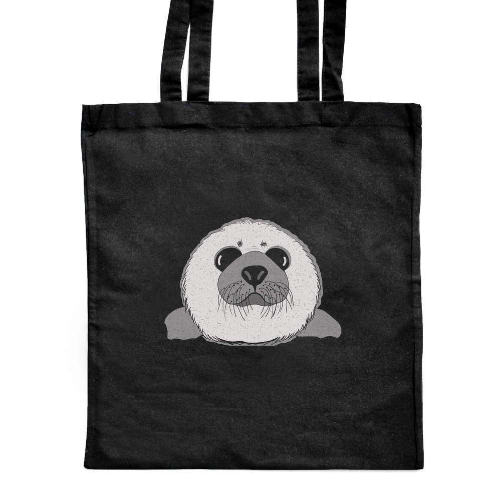 'Seal Pup' Classic Black Tote Shopper Bag (ZB00010507)