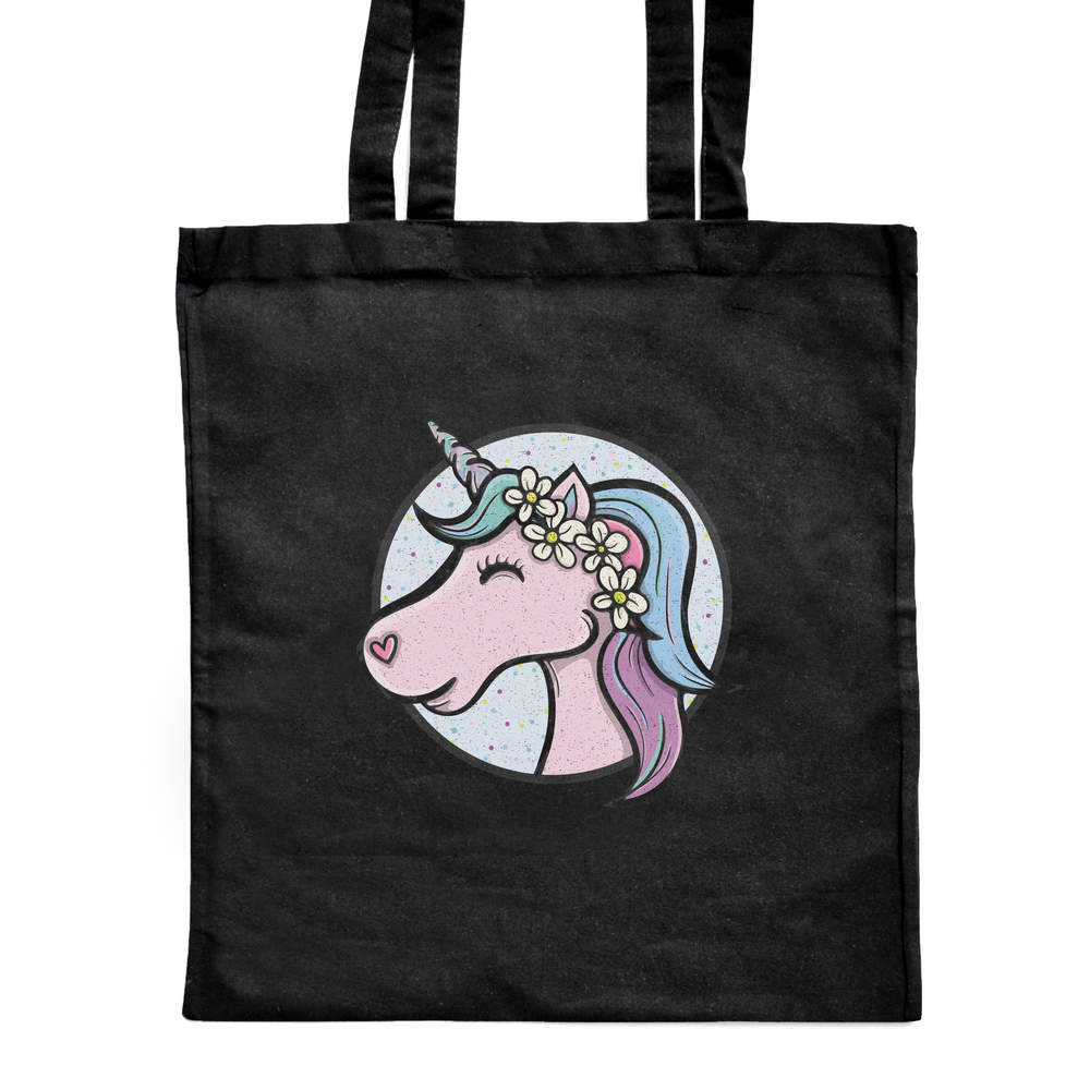 'Beautiful Unicorn' Classic Black Tote Shopper Bag (ZB00010657)