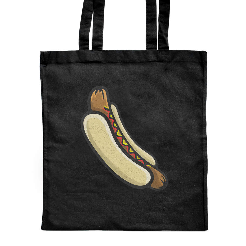 'Hot Dog' Classic Black Tote Shopper Bag (ZB00010889)