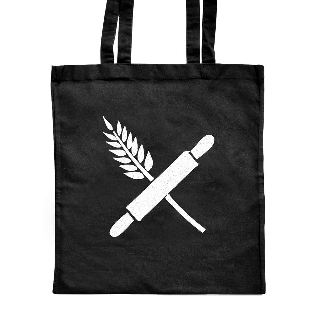 'Rolling Pin & Wheat' Classic Black Tote Shopper Bag (ZB00011415)